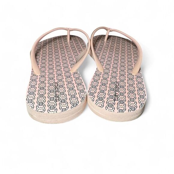 Tory Burch Pink Logo flip flops beach pool shower shoes Sz 11 - Picture 6 of 7